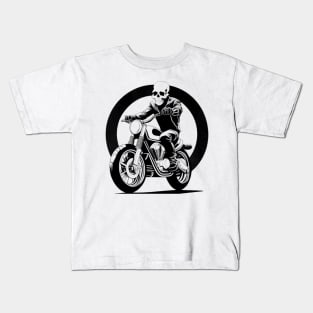 a skull rider on a motorbike Kids T-Shirt